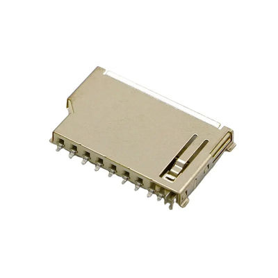 গুণ  Short Body 9Pin SD Memory Card Connector Push Push Type Copper Shell কারখানা