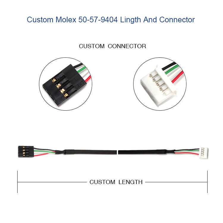 Molex 50-57-9404 SL 2.54mm 4 Way 70066 Connector সহ কাস্টম ওয়্যার হারনেস