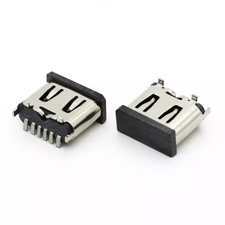 মোবাইল ফোনের জন্য উল্লম্ব 6P মহিলা USB 3.1 C সংযোগকারী জ্যাক সকেট SMT টাইপ