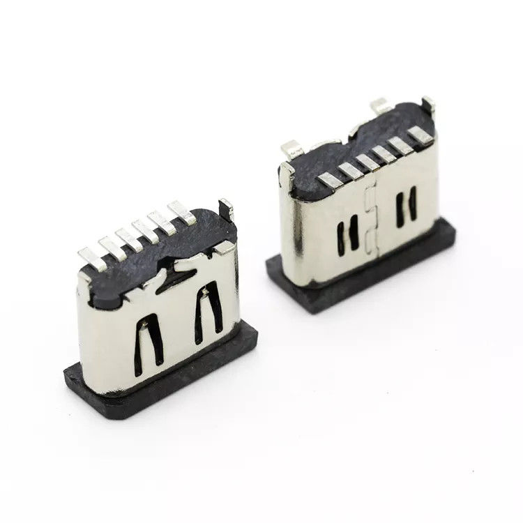 মোবাইল ফোনের জন্য উল্লম্ব 6P মহিলা USB 3.1 C সংযোগকারী জ্যাক সকেট SMT টাইপ
