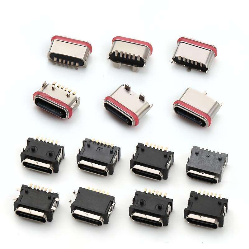 IP67 জলরোধী ইউএসবি সংযোগকারী 6pin অনুভূমিক পৃষ্ঠ মাউন্ট ইউএসবি টাইপ সি মহিলা সংযোগকারী