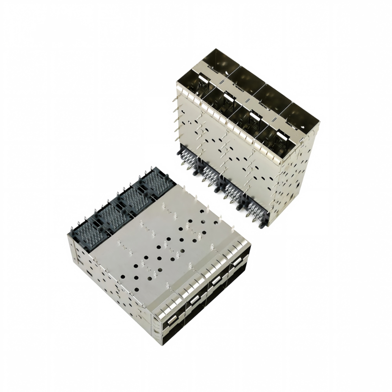 8-পোর্ট 160পিন SFP+ প্রেস-ফিট স্মল ফর্ম-ফ্যাক্টর প্লাগেবল (SFP+) কানেক্টর ম্যাট্রিক্স কনফিগারেশন 2x4 পোর্ট W/o লাইট মডেল