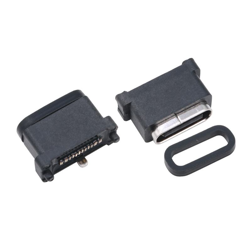 USB 3.2 Type-C 40 Gbps ওয়াটারপ্রুফ U4 সকেট 24 পিন SMT DIP PCB ফিমেল কানেক্টর গোল্ড প্লেটিং স্টেইনলেস স্টিল 5A 100V AC