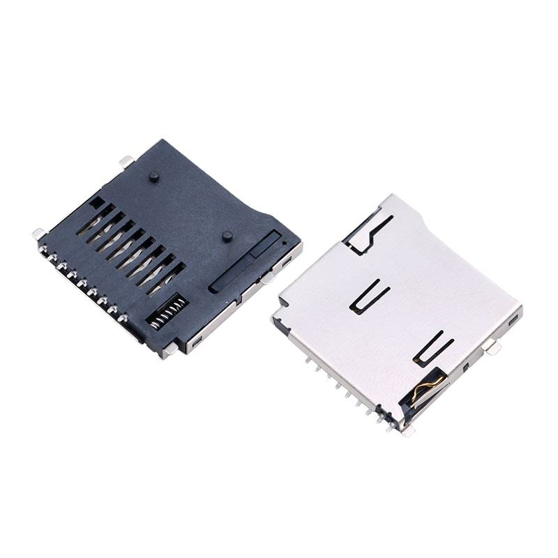 ৮-পিন মাইক্রো এসডি/টিএফ কার্ড সকেট। Molex 472192001 বিকল্প। H1.8mm লিফট-দ্য-কভার (হিংজ) এসএমটি সংযোগকারী।