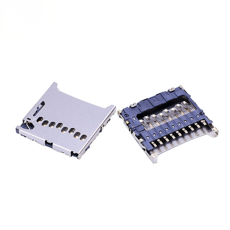 TF Card 8P with CD Pin H1.3 Stainless Steel Micro SD Card Holder USB Electronic Connector for PCB Applications