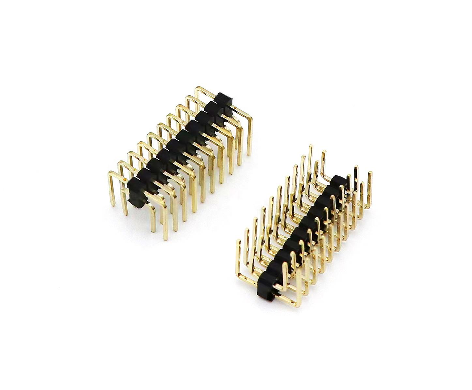 2.54mm পিচ পুরুষ পিন হেডার ডুয়াল সারি ডান কোণ PCB নাইলন SQ0.64mm H2.5mm 2*1P-2*40P