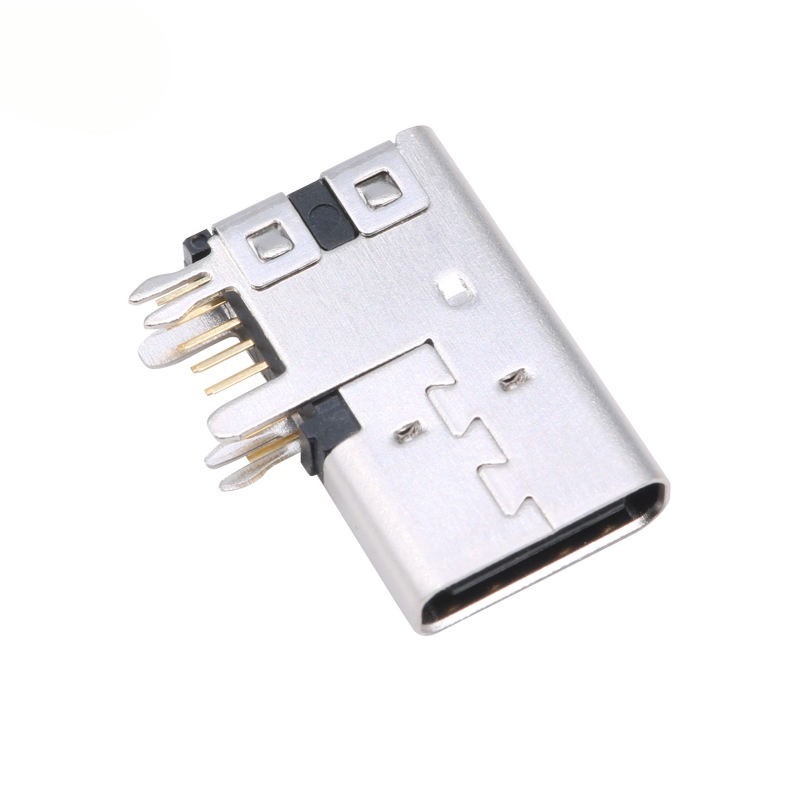 Basic 14-Pin Mini USB Type C Female Connector Stainless Steel Housing 5A Rated Current Side Plug for USB Devices
