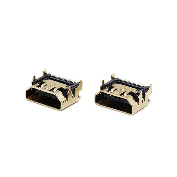 UL94V-0 HDMI কেবল সংযোগকারী 19 পিন টাইপ একটি সংযোগকারী SMT টাইপ SGS কান ছাড়া