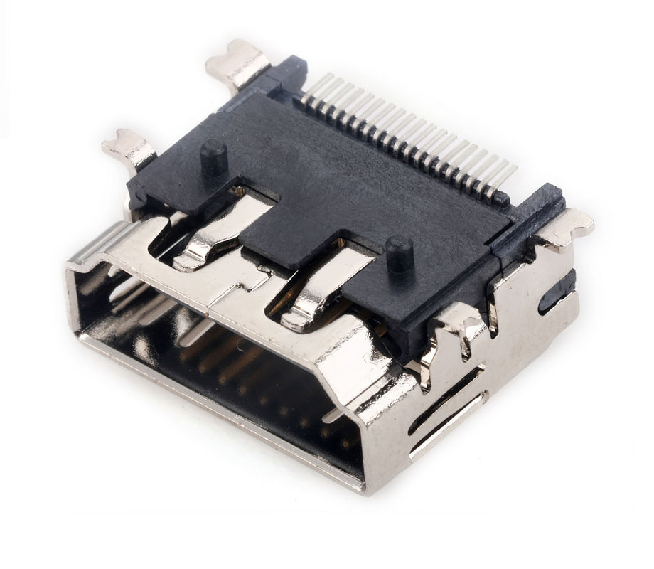 অনুভূমিক HDMI PCB সকেট মহিলা SMT টাইপ A সংযোগকারী 10000 সাইকেল