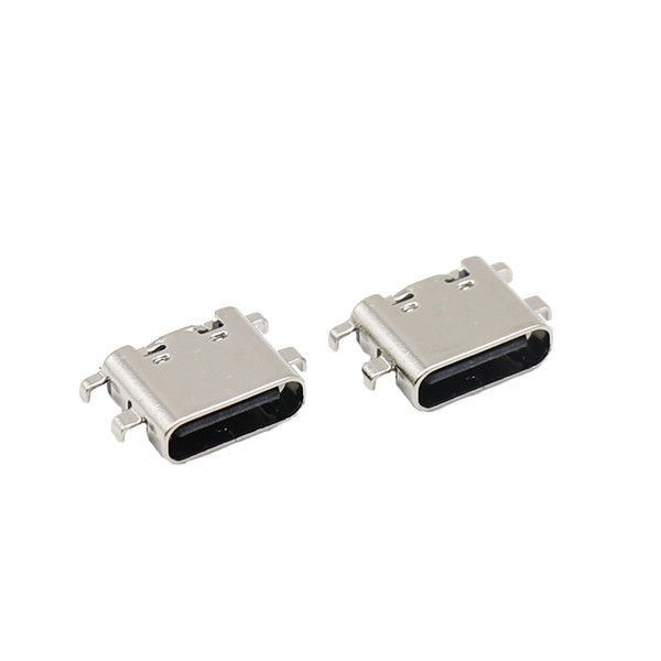 6 পিন ইউএসবি টাইপ সি সংযোগকারী সকেট PCB সিঙ্কিং প্লেট মহিলা 0.8MM 3.1mm