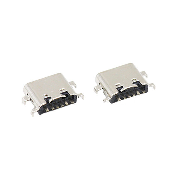 6 পিন ইউএসবি টাইপ সি সংযোগকারী সকেট PCB সিঙ্কিং প্লেট মহিলা 0.8MM 3.1mm