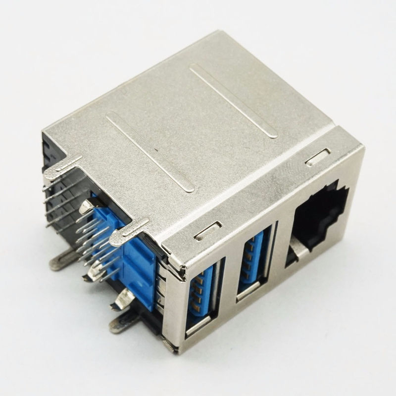 LAN ইথারনেট নেটওয়ার্কের জন্য PBT কম্বো USB 3.0 180 ডিগ্রি RJ45 সংযোগকারী