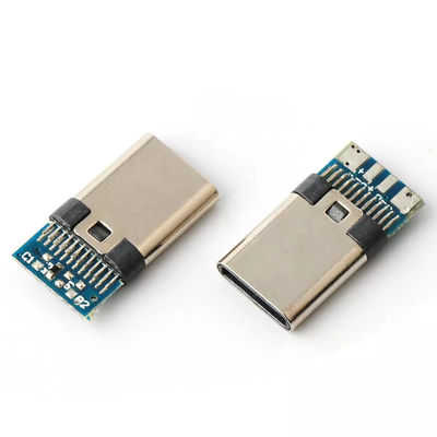 PCB পুরুষ সকেট সহ USB সংযোগকারী TYPE C প্লাগ 24pin 4 কোর সোল্ডার ওয়্যার